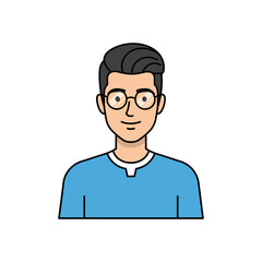 Cartoon Man with Glasses and Blue Shirt Illustration