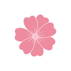 Pink stylized flower with five petals and central disc