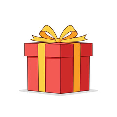 Cartoon Red Gift Box with Yellow Bow