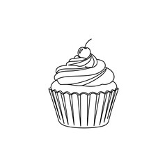 Simple Black and White Cupcake with Cherry Topping