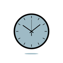 Simple Round Analog Clock Design with Black Hands and Frame