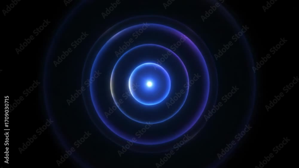 Wall mural abstract radial light rings expanding and fading, creating a seamless loop seamless loop, glow, sere