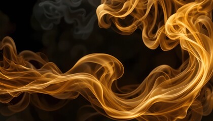 Abstract Golden Smoke on Black Background Perfect for Creative Design or Background