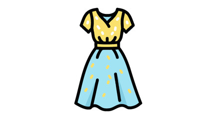 Cute Light Blue and Yellow Polka Dotted Dress