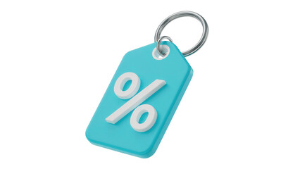 Discount tag icon on keychain, perfect for sales, promotions, and special offers.