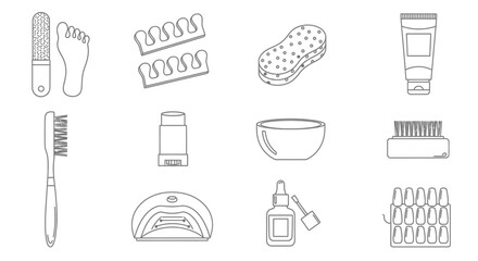 Outlined Pedicure Tools and Foot Care Accessories