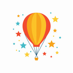 Vector illustration of colorful hot air balloon flying in the sky