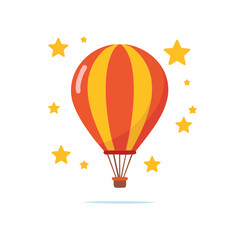 Vector illustration of colorful hot air balloon flying in the sky
