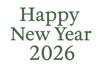 Happy new year 2026 greeting on transparent background