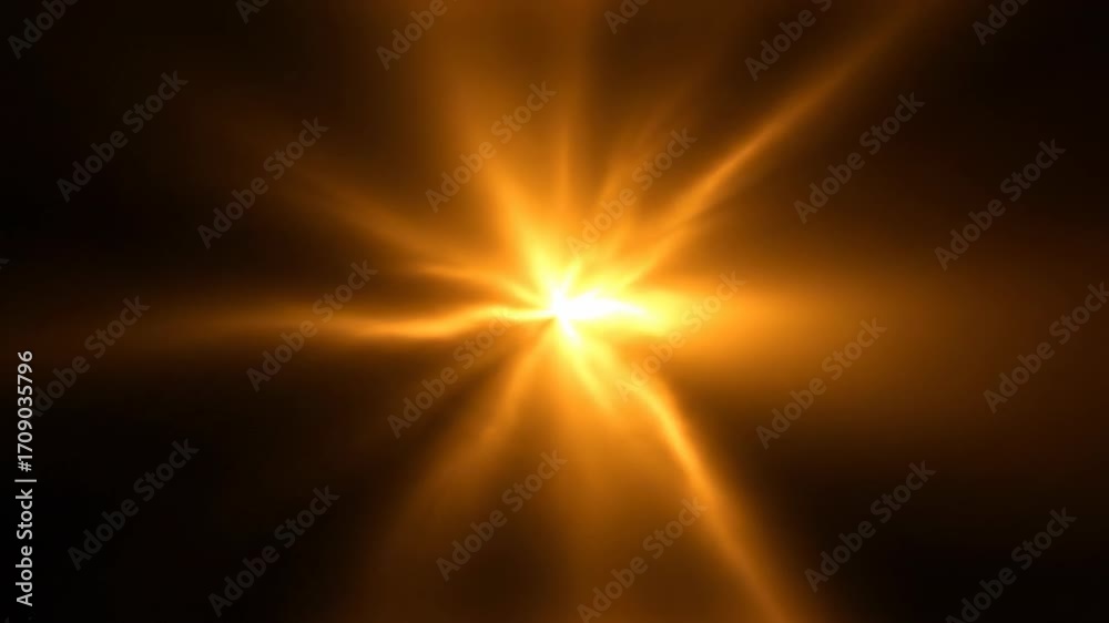 Wall mural abstract radial burst of golden light emanates from the center in a seamlessly looping dynamic backg