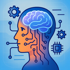 Artificial Intelligence Brain with Circuit Design | Futuristic Tech Vector Illustration
