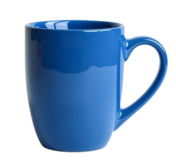 blue ceramic mug, isolated on transparent background PNG created in Generative AI