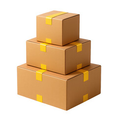 Stacked cardboard boxes for shipping isolated on transparent background