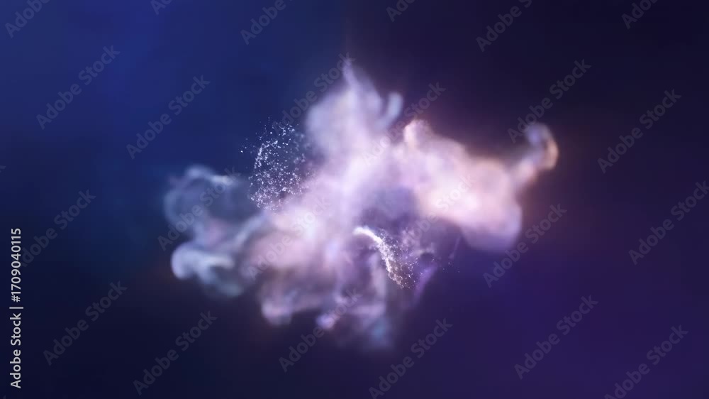 Wall mural a cloud of soft glowing particles slowly forms and disperses in an ethereal, seamlessly looping abst