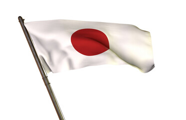 Rising Sun: The Japanese flag, a symbol of the Land of the Rising Sun, waves proudly in the wind, its crisp white canvas punctuated by a vibrant red sun disc.
