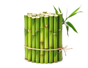 Bundle of vibrant green bamboo stalks