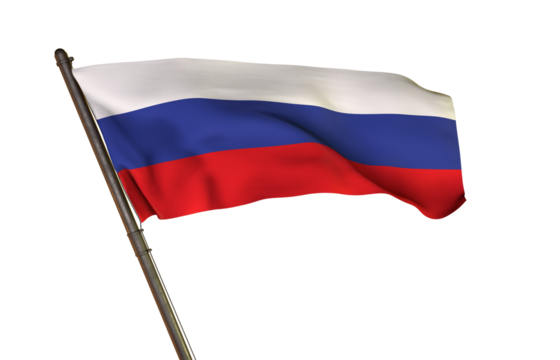 Russian Federation Flag: A vibrant depiction of the Russian Federation's flag, its horizontal bands of white, blue, and red rippling gently in a soft breeze, symbolizing national pride and unity.