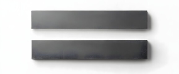 Two gray metal rectangular mockups isolated on white background