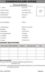  CV,  Curriculam Vitae, Personal Details, Job Resume, Details
