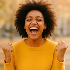 
woman in a moment of intense joy
