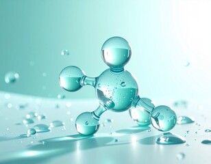クリアな青緑の気泡で構成された分子アート ジェネレーティブAI