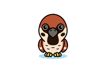Cute Sparrow Bird Cartoon Illustration