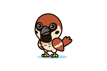 Cute Sparrow Bird Cartoon Illustration