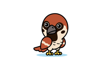 Cute Sparrow Bird Cartoon Illustration