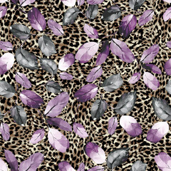 seamless foliage pattern with animal print