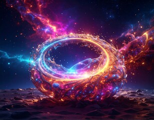 Obraz premium Cosmic ring of vibrant energy