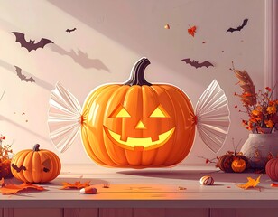 Halloween Jack-o'-Lantern Candy Treat