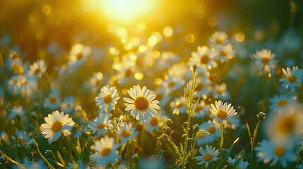 Daisy field sunset