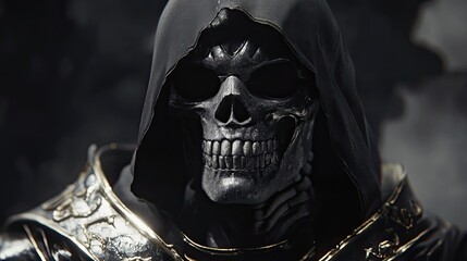 Dark skull figure in hood