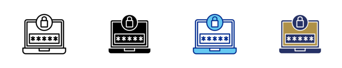 Password  Icon Set Multiple Style Collection