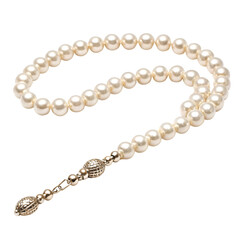 Obraz premium Creamy pearl prayer beads with textured silver separators and charm rosary pearls