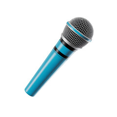 Blue and Silver Dynamic Microphone on Black Background audio sound
