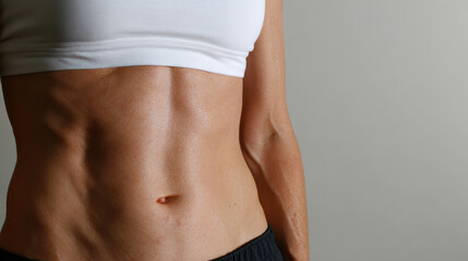 Fit woman abs stomach muscle belly torso athletic body