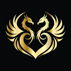 
phoenix head logo design vector template. Luxury heraldic phoenix symbol. Phoenix Bird Wings Logo Design Template.