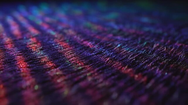 A multi-colored spotlight effect illuminates an intricate tapestry of shifting light threads in a seamlessly looping video modern, illuminates intricate tapestry, pattern