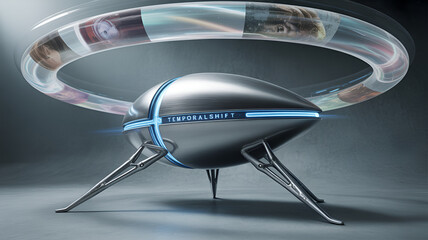 Futuristic Temporal Shift Device with Rotating Image Ring