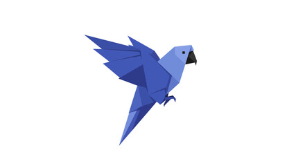 Geometric Blue Parrot Illustration with Angular Design Elements.