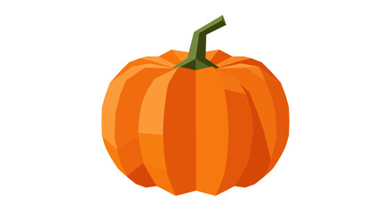 Obraz premium Low Poly Orange Pumpkin with Green Stem Illustration 1.