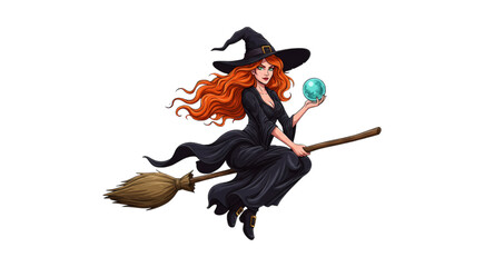 Witches flying on brooms 