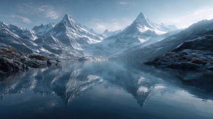 Majestic crystal clear mountain lake reflection in serene landscape nature photography tranquil environment gigapixel view