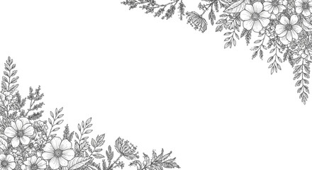 Floral botanical line art drawing vector illustration flower arrangement