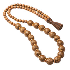 Islamic Prayer Beads with Carved Wooden Spheres and Tassel rosary tasbih