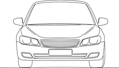 Front view car line drawing vector illustration automotive design concept