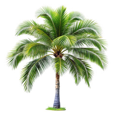 Obraz premium A vibrant illustration of a lush coconut palm tree on black