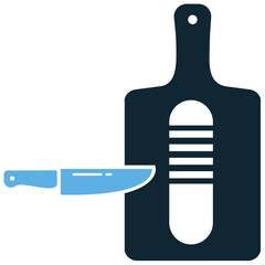 Food chopping icon vector. Ideal for cooking, food preparation, and kitchen themes. A simple, clear symbol representing the act of chopping or dicing food.