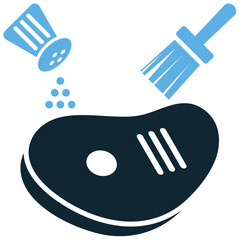 Beef marinating icon vector. Perfect for cooking, food preparation, and culinary themes. A simple, clear symbol representing the act of soaking beef in a marinade to add flavor.